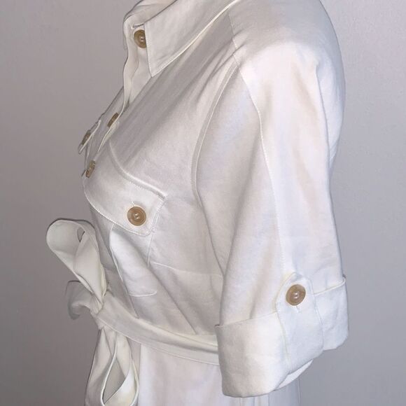 Soft Surroundings Fontana White Linen Button Front Utility Shirtdress Sz S - Picture 5 of 9